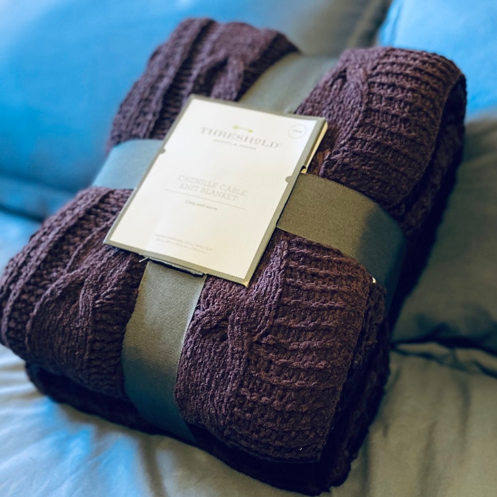COPY - Threshold Chenille Cable Knit Blanket (Violet)